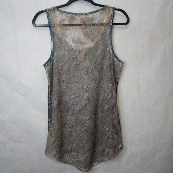 Silence + Noise Tank Top Women's Sm Lace Back Blue Sleeveless Tunic Sheer Boho - Picture 5 of 9